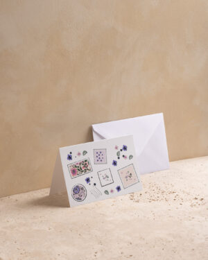 אגרת ברכה ומעטפה Flowers & Stamps