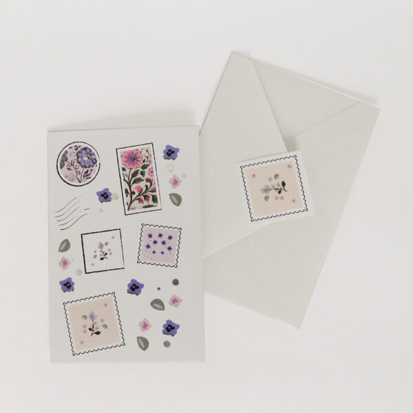 ⁦אגרת ברכה בודדת Flowers & Stamps⁩ – תמונה ⁦2⁩