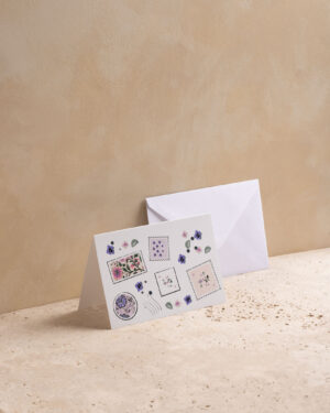 כרטיס ברכה ומעטפה Flowers & Stamps